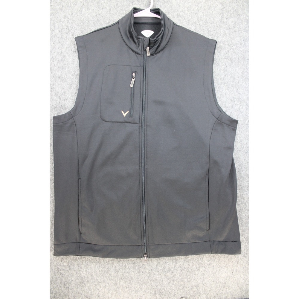 Callaway Mens XL Black Full Zip Softshell Fleece Lined Golf Vest SA2380